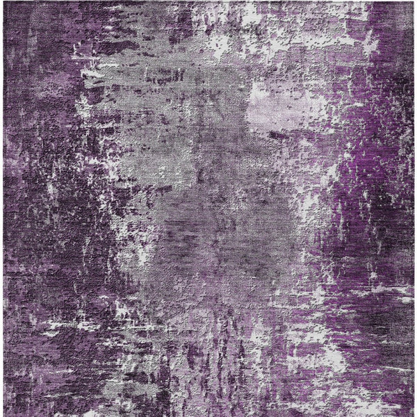 Homeroots 3' Washable Eggplant Purple & Lavender Abstract Area Rug For Indoor & Outdoor Spaces, Durable Design 8' X 10' Polyester 582917