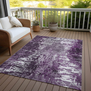 Homeroots 3' Washable Eggplant Purple & Lavender Abstract Area Rug For Indoor & Outdoor Spaces, Durable Design 8' X 10' Polyester 582917