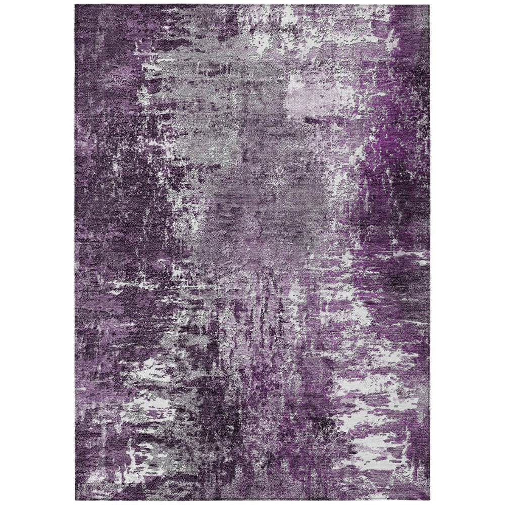 HomeRoots 5' Abstract Eggplant Purple and Lavender Area Rug - Stylish, Washable, Durable for Indoor and Outdoor Use 8' X 10' 582917