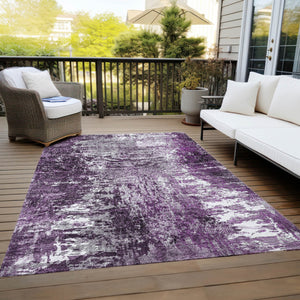 Homeroots 3' Washable Eggplant Purple & Lavender Abstract Area Rug For Indoor & Outdoor Spaces, Durable Design 9' X 12' Polyester 582918