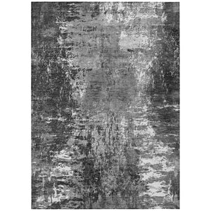 HomeRoots 5' Gray Charcoal and Silver Abstract Area Rug – Stylish, Washable, Versatile for Indoor & Outdoor Use 5' X 8' 582921