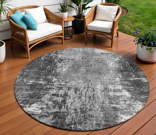 Homeroots 3' Washable Eggplant Purple & Lavender Abstract Area Rug For Indoor & Outdoor Spaces, Durable Design 8' Round Polyester 582922