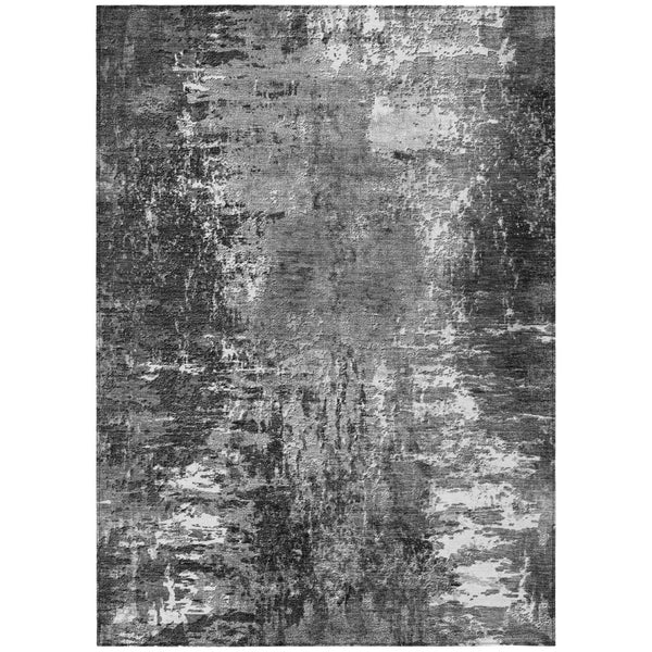 HomeRoots 5' Gray Charcoal and Silver Abstract Area Rug – Stylish, Washable, Versatile for Indoor & Outdoor Use 10' X 14' 582925