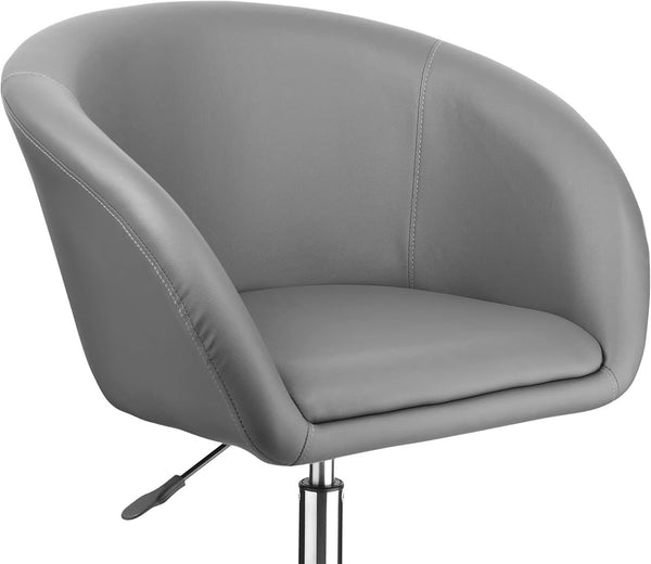 English Elm Adjustable Faux Leather Swivel Barrel Chair with Chrome Base — Modern Upholstered Counter Seat, Ergonomic Comfort & Height Range Gray+Silver 27 L x 25 W x 17 H B011P356304