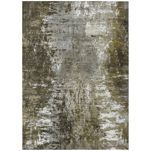 HomeRoots 5' Modern Taupe Brown and Gray Abstract Area Rug - Washable Indoor/Outdoor Design for Durability 5' X 8' 582933