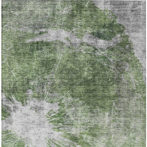 Homeroots 3' Stylish Green And Gray Abstract Washable Indoor Outdoor Area Rug For Versatile Home Decor 5' X 8' Polyester 582939