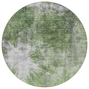 HomeRoots 5' Abstract Green and Gray Washable Area Rug - Durable, Stylish, Indoor/Outdoor Perfect for Any Space 8' Round 582940