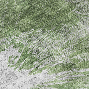 Homeroots 3' Stylish Green And Gray Abstract Washable Indoor Outdoor Area Rug For Versatile Home Decor 8' Round Polyester 582940