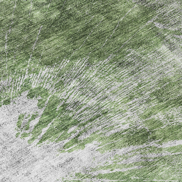 Homeroots 3' Stylish Green And Gray Abstract Washable Indoor Outdoor Area Rug For Versatile Home Decor 8' Round Polyester 582940