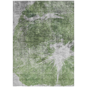 Homeroots 3' Stylish Green And Gray Abstract Washable Indoor Outdoor Area Rug For Versatile Home Decor 8' X 10' Polyester 582941