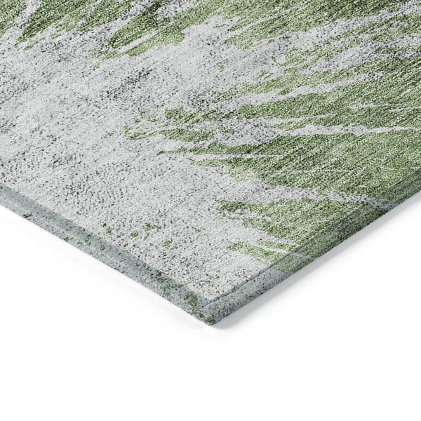 Homeroots 3' Stylish Green And Gray Abstract Washable Indoor Outdoor Area Rug For Versatile Home Decor 8' X 10' Polyester 582941