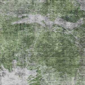 Homeroots 3' Stylish Green And Gray Abstract Washable Indoor Outdoor Area Rug For Versatile Home Decor 8' X 10' Polyester 582941