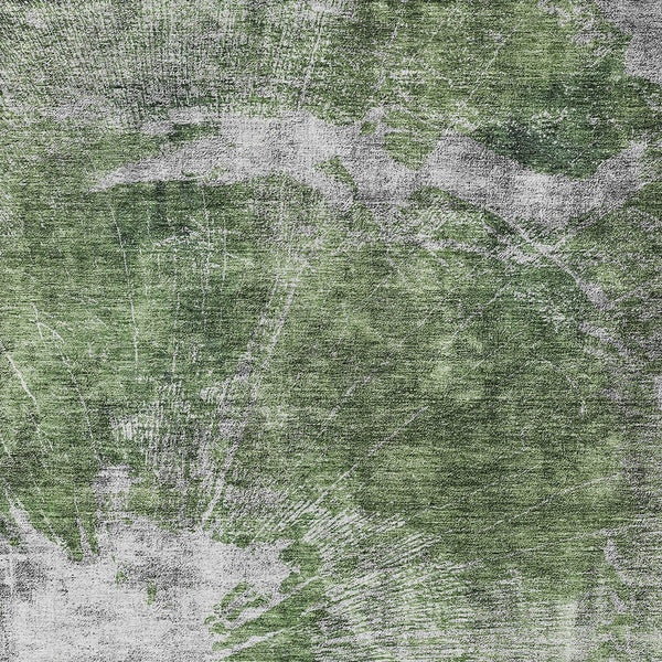 Homeroots 3' Stylish Green And Gray Abstract Washable Indoor Outdoor Area Rug For Versatile Home Decor 8' X 10' Polyester 582941