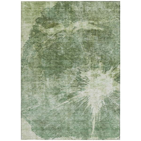Homeroots 3' Stylish Green And Gray Abstract Washable Indoor Outdoor Area Rug For Versatile Home Decor 3' X 5' Polyester 582944