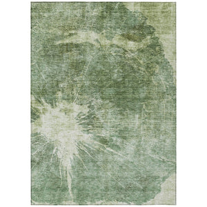HomeRoots 5' Abstract Fern and Artichoke Green Area Rug - Durable, Washable Design for Indoor and Outdoor Use 5' X 8' 582945