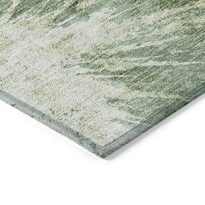 Homeroots 3' Stylish Green And Gray Abstract Washable Indoor Outdoor Area Rug For Versatile Home Decor 8' X 10' Polyester 582947