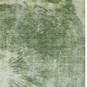 Homeroots 3' Stylish Green And Gray Abstract Washable Indoor Outdoor Area Rug For Versatile Home Decor 8' X 10' Polyester 582947