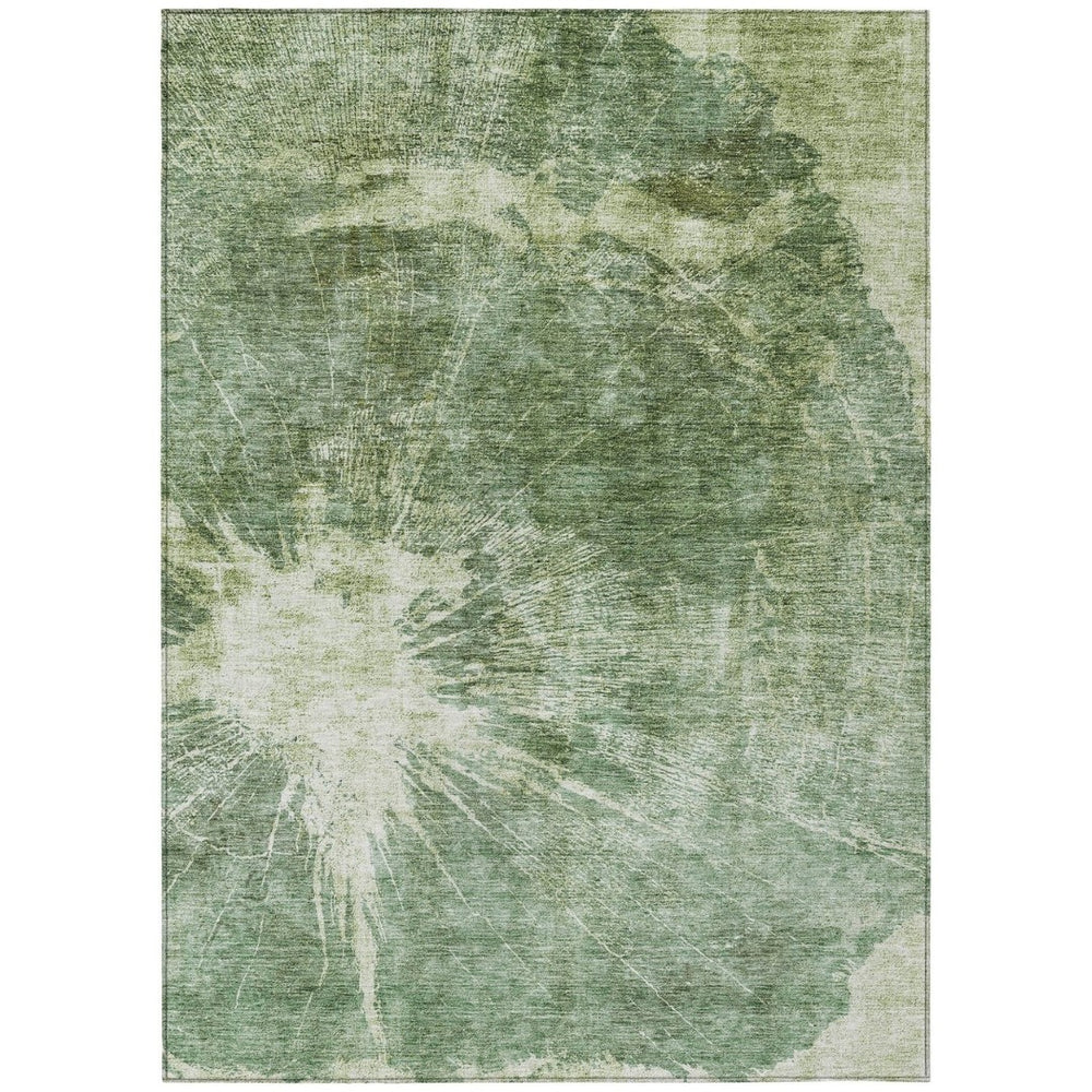 HomeRoots 9' Abstract Fern and Artichoke Green Washable Area Rug for Indoor and Outdoor Spaces, Stylish & Durable 9' X 12' 582948