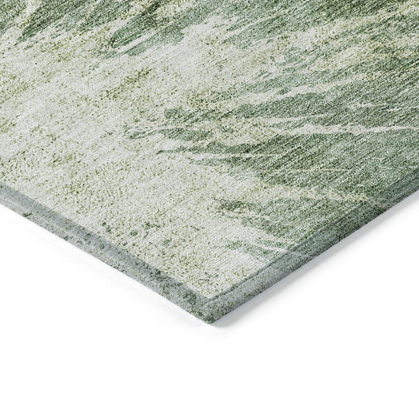 Homeroots 3' Stylish Green And Gray Abstract Washable Indoor Outdoor Area Rug For Versatile Home Decor 10' X 14' Polyester 582949