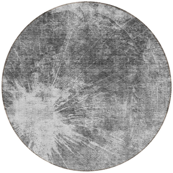 Homeroots 3' Stylish Green And Gray Abstract Washable Indoor Outdoor Area Rug For Versatile Home Decor 8' Round Polyester 582952