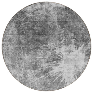 Homeroots 3' Stylish Green And Gray Abstract Washable Indoor Outdoor Area Rug For Versatile Home Decor 8' Round Polyester 582952