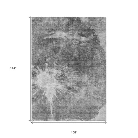 Homeroots 3' Stylish Green And Gray Abstract Washable Indoor Outdoor Area Rug For Versatile Home Decor 9' X 12' Polyester 582954