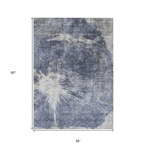 Homeroots 3' Stylish Green And Gray Abstract Washable Indoor Outdoor Area Rug For Versatile Home Decor 3' X 5' Polyester 582956