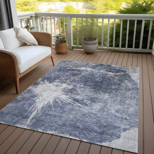 Homeroots 3' Stylish Green And Gray Abstract Washable Indoor Outdoor Area Rug For Versatile Home Decor 3' X 5' Polyester 582956