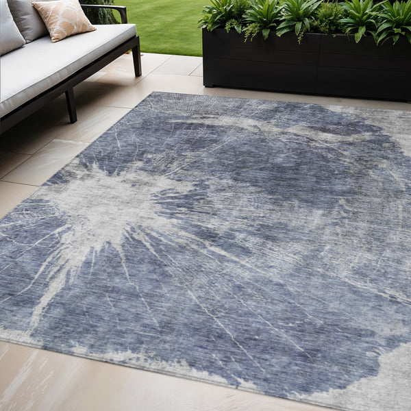 Homeroots 3' Stylish Green And Gray Abstract Washable Indoor Outdoor Area Rug For Versatile Home Decor 5' X 8' Polyester 582957