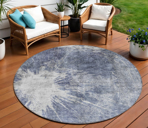 Homeroots 3' Stylish Green And Gray Abstract Washable Indoor Outdoor Area Rug For Versatile Home Decor 8' Round Polyester 582958