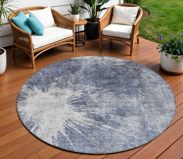 Homeroots 3' Stylish Green And Gray Abstract Washable Indoor Outdoor Area Rug For Versatile Home Decor 8' Round Polyester 582958