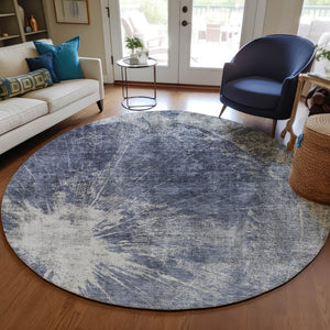 Homeroots 3' Stylish Green And Gray Abstract Washable Indoor Outdoor Area Rug For Versatile Home Decor 8' Round Polyester 582958
