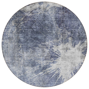 Homeroots 3' Stylish Green And Gray Abstract Washable Indoor Outdoor Area Rug For Versatile Home Decor 8' Round Polyester 582958