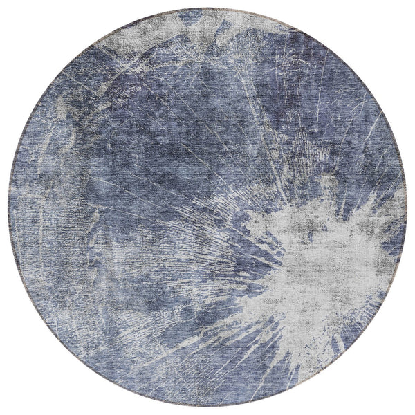 Homeroots 3' Stylish Green And Gray Abstract Washable Indoor Outdoor Area Rug For Versatile Home Decor 8' Round Polyester 582958