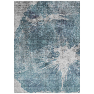 Homeroots 3' Stylish Green And Gray Abstract Washable Indoor Outdoor Area Rug For Versatile Home Decor 3' X 5' Polyester 582962