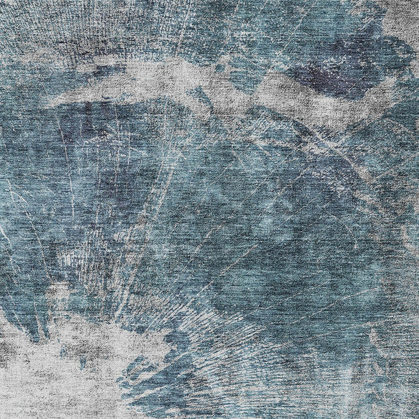 Homeroots 3' Stylish Green And Gray Abstract Washable Indoor Outdoor Area Rug For Versatile Home Decor 8' X 10' Polyester 582965