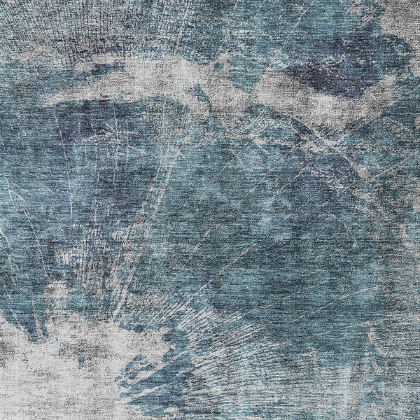 Homeroots 3' Stylish Green And Gray Abstract Washable Indoor Outdoor Area Rug For Versatile Home Decor 9' X 12' Polyester 582966