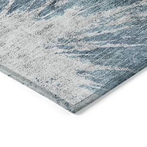 HomeRoots 5' Modern Abstract Washable Area Rug in Teal, Navy, and Gray - Durable for Indoor and Outdoor Use 10' X 14' 582967