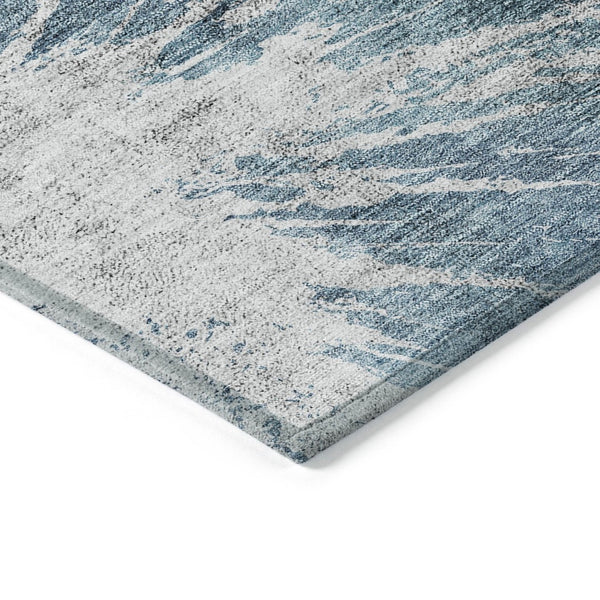 HomeRoots 5' Modern Abstract Washable Area Rug in Teal, Navy, and Gray - Durable for Indoor and Outdoor Use 10' X 14' 582967