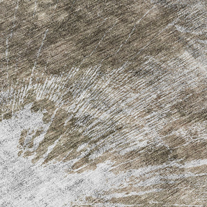 Homeroots 3' Stylish Green And Gray Abstract Washable Indoor Outdoor Area Rug For Versatile Home Decor 8' Round Polyester 582970