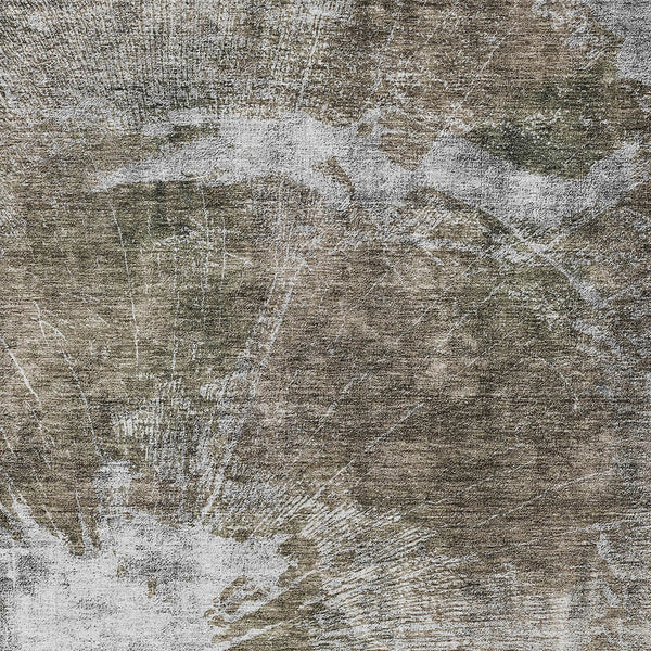 Homeroots 3' Stylish Green And Gray Abstract Washable Indoor Outdoor Area Rug For Versatile Home Decor 8' X 10' Polyester 582971