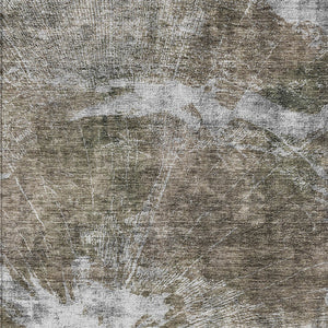 Homeroots 3' Stylish Green And Gray Abstract Washable Indoor Outdoor Area Rug For Versatile Home Decor 10' X 14' Polyester 582973