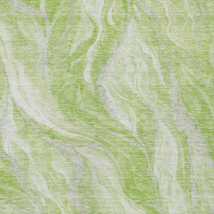 Homeroots 3' Green And Ivory Abstract Washable Area Rug - Stylish Indoor Outdoor Design For Any Space 3' X 5' Polyester 582974