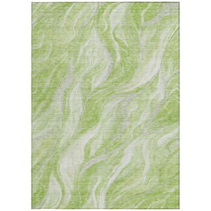 Homeroots 3' Green And Ivory Abstract Washable Area Rug - Stylish Indoor Outdoor Design For Any Space 5' X 8' Polyester 582975