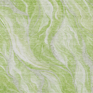 Homeroots 3' Green And Ivory Abstract Washable Area Rug - Stylish Indoor Outdoor Design For Any Space 5' X 8' Polyester 582975