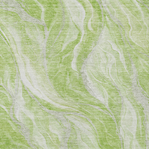Homeroots 3' Green And Ivory Abstract Washable Area Rug - Stylish Indoor Outdoor Design For Any Space 5' X 8' Polyester 582975