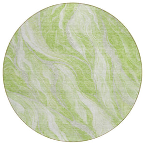 HomeRoots 5' Green and Ivory Abstract Area Rug - Durable, Washable, and Perfect for Indoor or Outdoor Use 8' Round 582976