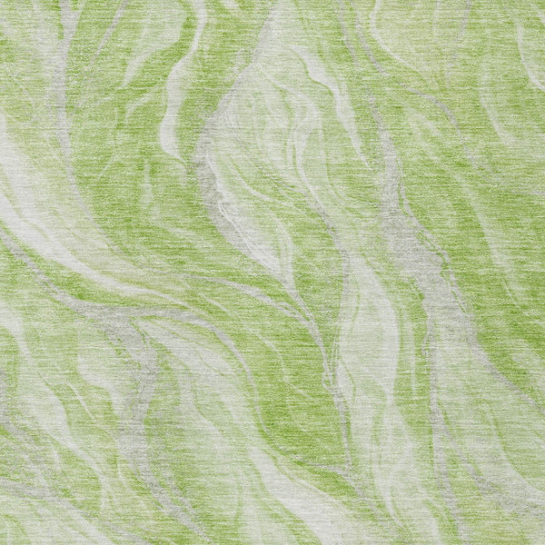 Homeroots 3' Green And Ivory Abstract Washable Area Rug - Stylish Indoor Outdoor Design For Any Space 8' X 10' Polyester 582977