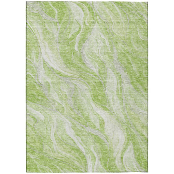 HomeRoots 9' Green and Ivory Abstract Washable Area Rug - Durable Indoor/Outdoor Style for High-Traffic Spaces 9' X 12' 582978