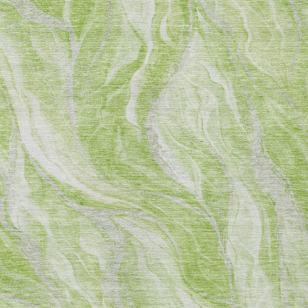 Homeroots 3' Green And Ivory Abstract Washable Area Rug - Stylish Indoor Outdoor Design For Any Space 9' X 12' Polyester 582978